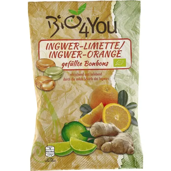 Bomboane ghimbir cu lime si ghimbir cu portocala fara gluten, eco - 75 g