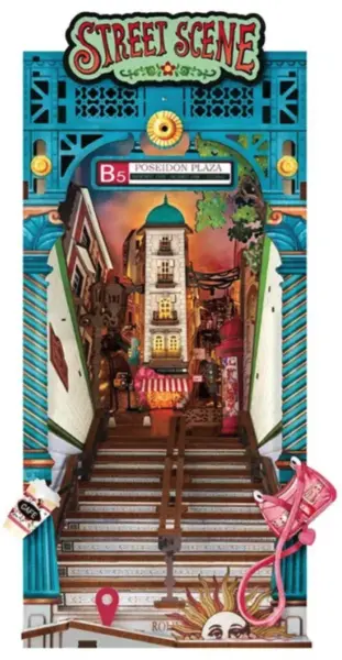 Book Nook. Puzzle 3D 196 piese - Wonderland Street Scene | Robotime