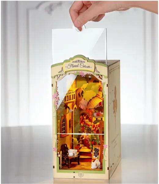 Book Nook. Puzzle 3D din lemn - Cotor de carte - Floral Corner | Robotime
