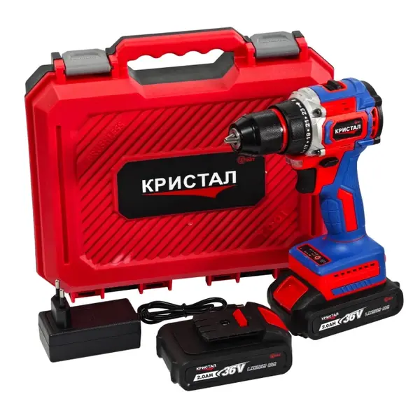 Bormasina cu acumulator DDT-KRISTAL 36V, 2 acumulatori Li-Ion 2.0Ah, motor fara perii (brushless), 2 viteze, cuplu reglabil, sistem autoblocaj, valiza de transport