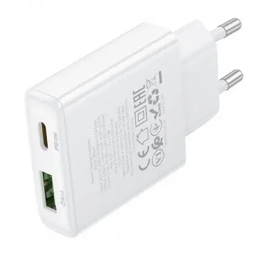 Borofone Incarcator retea Borofone BN24, Quick Charge 20W, 1 x USB, 1 x USB Type-C, Alb