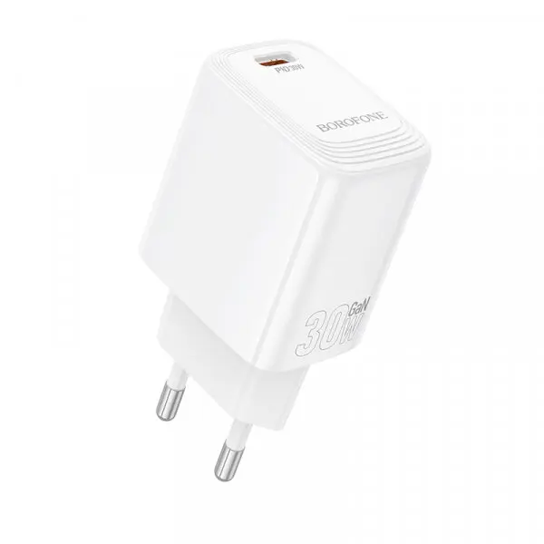 Borofone Incarcator Retea Cu Cablu USB-C Borofone BN28 Fuente, 30W, 3A, 1 x USB-C, Alb