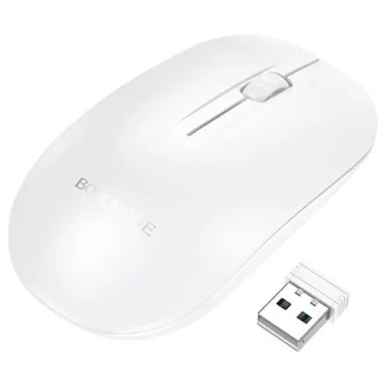 Borofone MOUSE wireless Borofone BG14, PC sau Notebook, 2.4GHz, 1000 DPI, butoane-scroll 3-1, Alb,6941991113383 (timbru verde 0.18 lei)