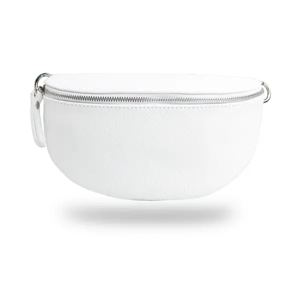 Borsetă damă din piele naturala alb Waist Glam