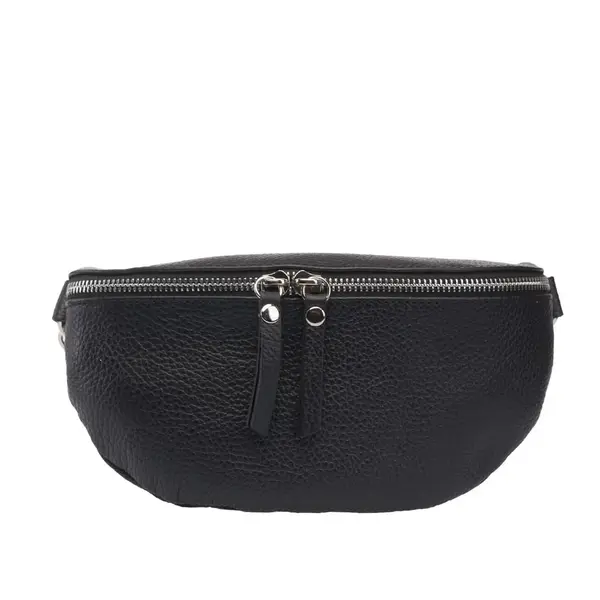 Borsetă damă din piele naturala neagra Waist Glam