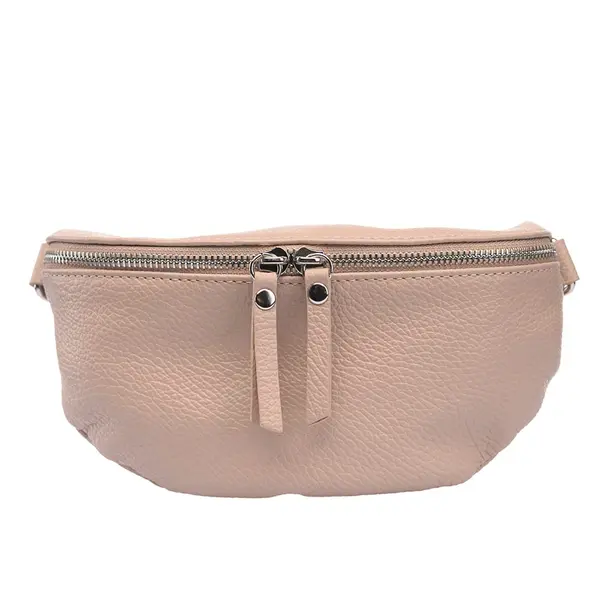 Borsetă damă din piele naturala roz pal Waist Glam