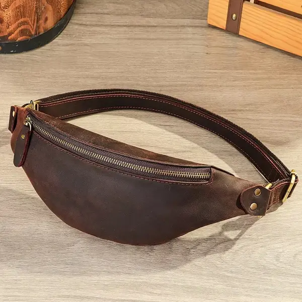 Borseta pentru barbati, Zevar GT3798, piele naturala, model maro