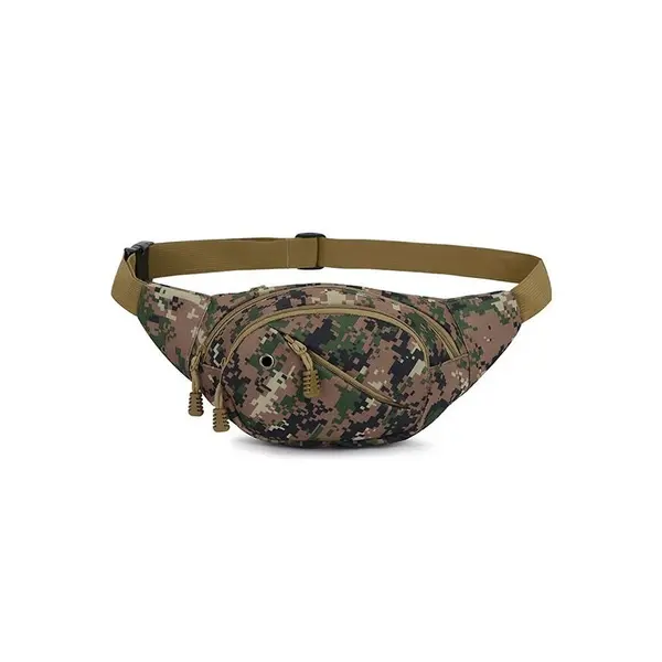 Borseta Sport, Zamo®, Material Impermeabil, 4 Fermoare, Talie Reglabila, Dimensiune 34x14x8cm, Camuflaj Verde Digital