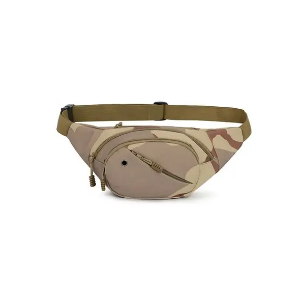 Borseta Sport, Zamo®, Material Impermeabil, 4 Fermoare, Talie Reglabila, Dimensiune 34x14x8cm, Camuflaj Crem Multicam