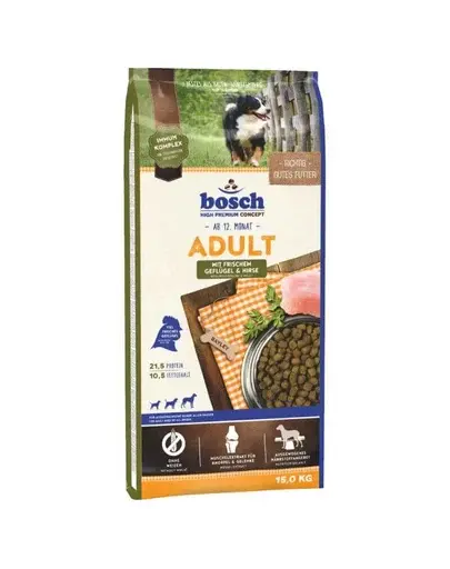 BOSCH Adult Hrana uscata pentru caini adulti, cu pasare si mei 15 kg