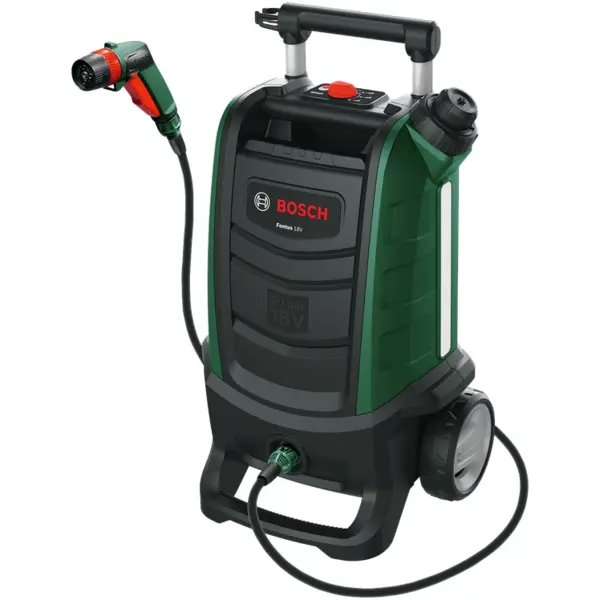 BOSCH Aparat de spalat cu presiune pe acumulator Bosch 06008B6102, 18 V, 20 bar presiune maxima, 15 l rezervor, 4 m lungime furtun, filtru apa, pistol de stropit, SmartBrush, fara acumulator/incarcator, Verde-Negru