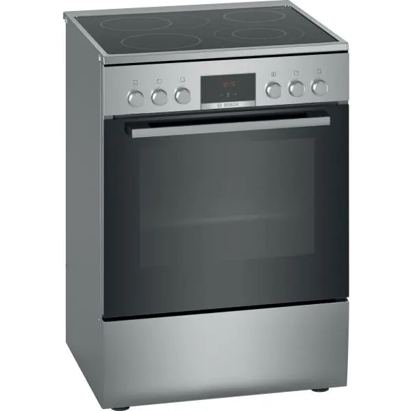 BOSCH Aragaz independent electric BOSCH Seria 4 HKR39C250, Plita radianta, 66 l, clasa energetica A, 4 arzatoare, Inox