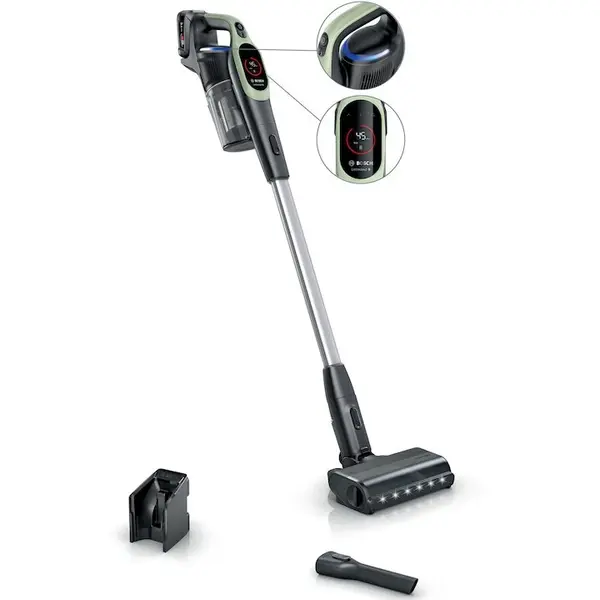 BOSCH Aspirator cu acumulatori Bosch Unlimited 9 BBS921TBA, baterie 3 Ah, 3 moduri de curatare, Perie MicroClean cu sistem anti incurcare par, duza spatii inguste, Senzor MicroClean, Autonomie pana la 60 min. Verde