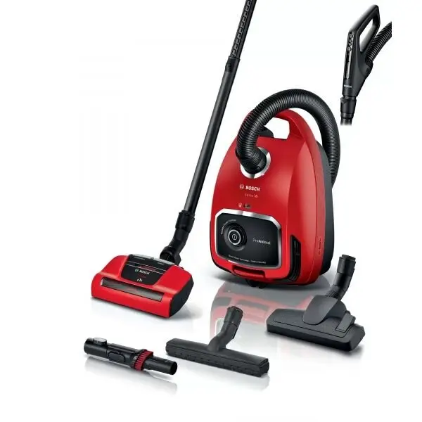 BOSCH Aspirator cu sac Bosch BGL6PET1, 700W, Sac 4l, Raza 12m, Kit ProAnimal, Perie AirTurbo Plus, Telecomanda, Tornado Red