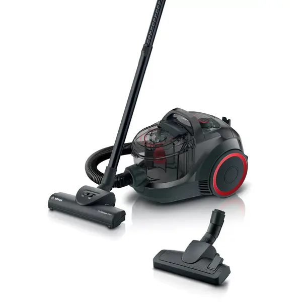 BOSCH Aspirator fara sac Serie 4 Bosch BGC21POW1, perie rotativa Turbo, 2 litri, 550 W, Negru-Rosu