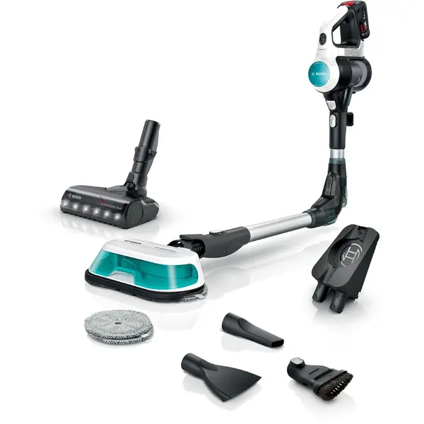 BOSCH Aspirator vertical 2 in 1, cu functie mop, Bosch Unlimited 7 ProHygienic Aqua BCS71HYG2, alb