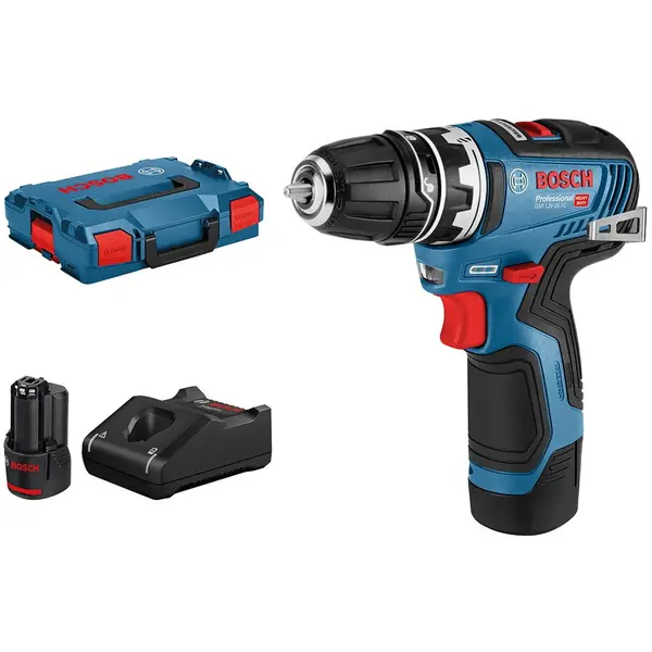 BOSCH Bosch GSR 12V-35 FC Set Masina de gaurit si insurubat 35Nm + 2 x acumulatori Li-Ion, 3Ah + incarcator rapid GAL 12V + L-Boxx