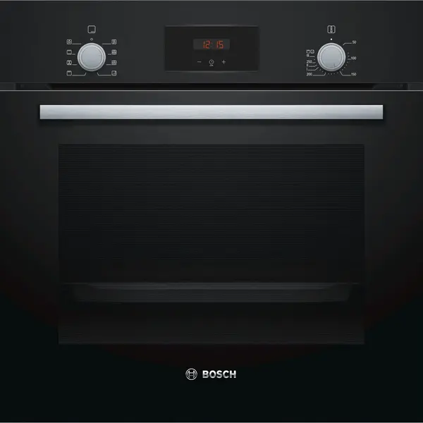 BOSCH Cuptor incorporabil Bosch HBF153EB0, Electric, 66 l, Autocuratare EcoClean Direct, Suport telescopic, Convectie 3D, Clasa A, Negru/Argintiu