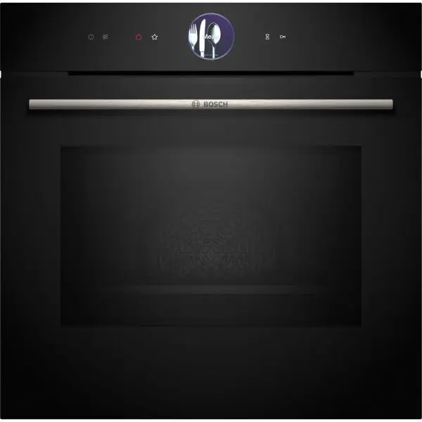 BOSCH Cuptor incorporabil cu microunde BOSCH Seria 8 HMG7361B1, 60x60cm, 3600W (mw 800W), 67l, 30~300°C, Afisaj tactil TFT Plus, Control inel, 4D Hotair, Crisp, AirFry, Home Connect, Negru