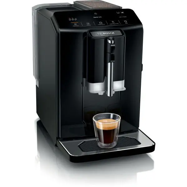 BOSCH Espressor automat Bosch VeroCafe TIE20119, 1300 W max, 15 bari, 1,4 l, rasnita ceramica, dispozitiv spumare lapte MilkMagic Pro, cu sistem SensoFlow System, Negru
