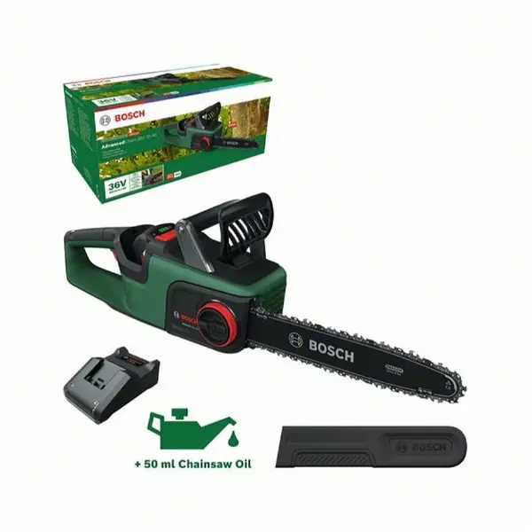 BOSCH Fierastrau cu baterie Bosch AdvancedChain 36V, 35 cm, viteza lant 14 m/s, acumulator, lant, ghidaj, lubrifiant si incarcator