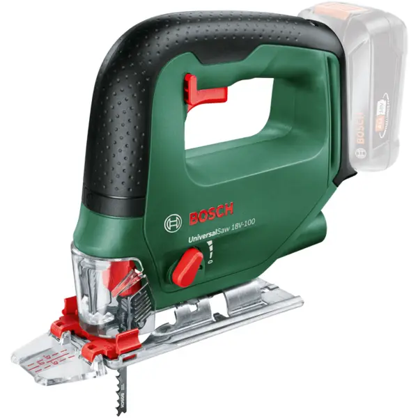 BOSCH Fierastrau vertical pe acumulator Bosch UniversalSaw 0603011100, 18 V, 2600 curse/min, 100 mm adancime maxima taiere, 2 panze fierastrau, CutControl, protectie aschii, sabot de protectie, capac protectie transparent, fara acumulatpr/incarcator, Ver