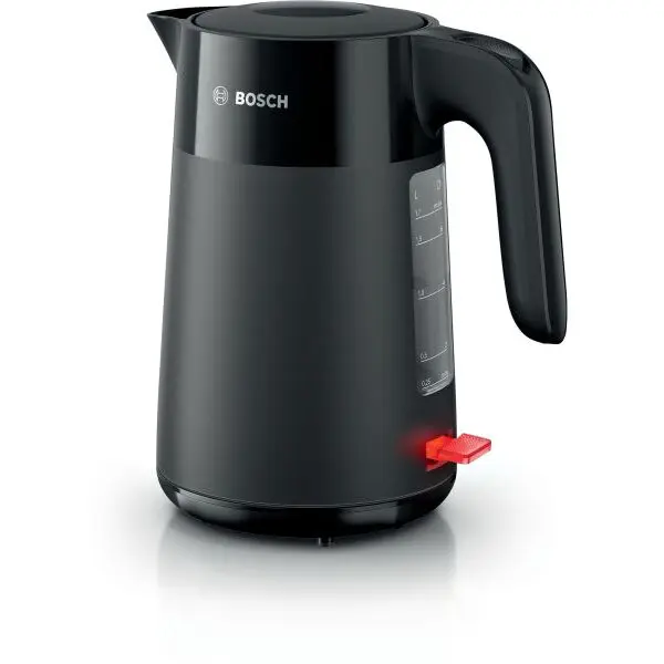 BOSCH Fierbator de apa Bosch TWK2M163, 1.7l, filtru de calcar,oprire automata, protectie impotriva supraincalzirii si functionarii fara apa, oprire in momentul ridicarii canii de pe suport, Negru
