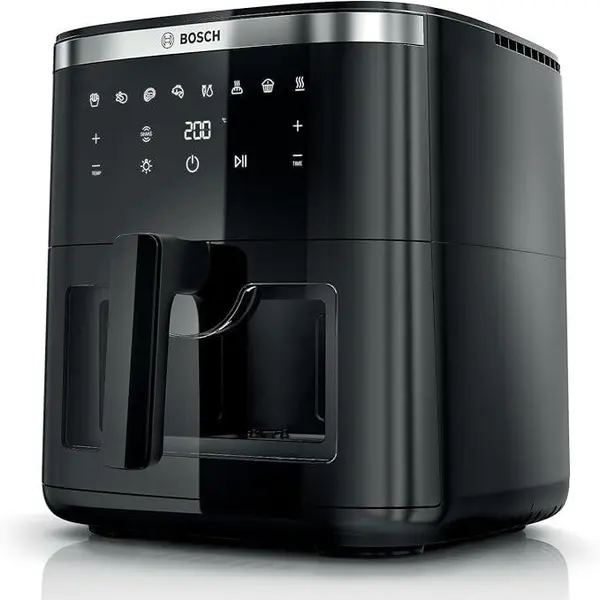 BOSCH Friteuza cu aer cald Bosch Seria 6 MAF671B0, capacitate 7.2 L, 7 Programe Predefinite, Fereastra Iluminata pentru Vizualizare, Gatire cu Pana la 65% Mai Rapida, Negru