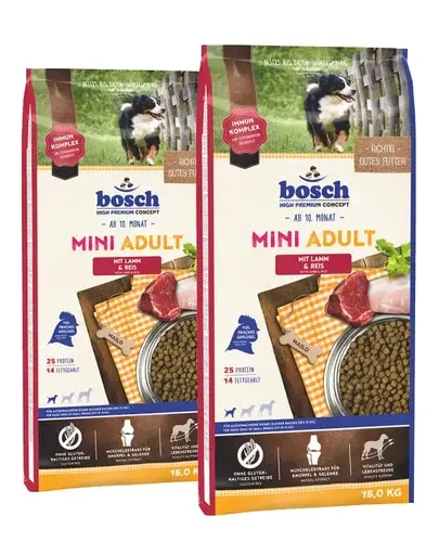 BOSCH Hrana uscata pentru caini adulti de talie mica, cu miel si orez 30 kg (2 x 15 kg)