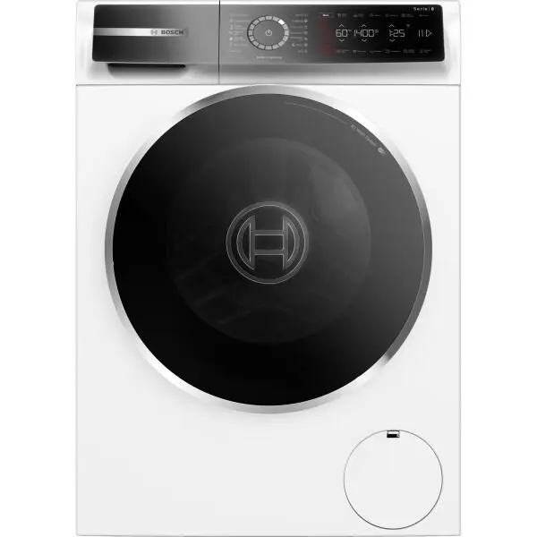 BOSCH Masina de spalat rufe Bosch WGB24400BY, SER8, 9kg, clasa energetica A, 1400rpm, 69dB(A), 4D Wash, AquaStop, HC, Iron Assist, AntiStain Plus, usa crom-negru, Alb
