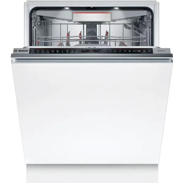 BOSCH Masina de spalat vase incorporabila Bosch Seria 8 SMD8TCX04E, 14 seturi, 8 programe, PerfectDry, EcoSilence Drive, Home Connect, Open Assist, TimeLight, Emotion light white, 60 cm, Clasa A, Alb