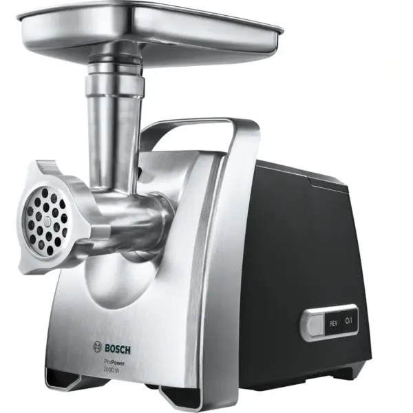 BOSCH Masina de tocat Bosch MFW68660, 2200W, 4.3 kg/min, 3 site, storcator rosii, accesoriu Kebbe, palnie carnati, 4 discuri razuire/feliere, Negru