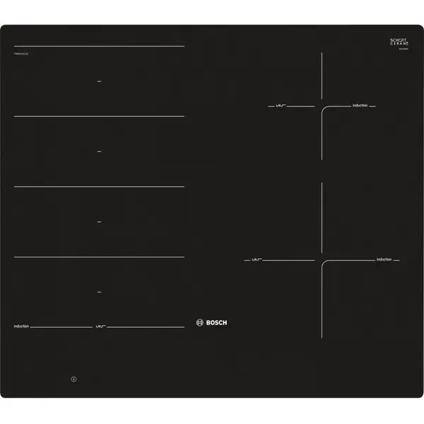 BOSCH Plita cu inductie BOSCH PXE601DC1E, 4 arzatoare, Negru