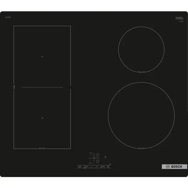 BOSCH Plita cu inductie Bosch Serie 4 PVS61RBB5E, 60 cm, 3 zone, TouchSelect, PowerBoost, QuickStart, sticla vitroceramica, Negru