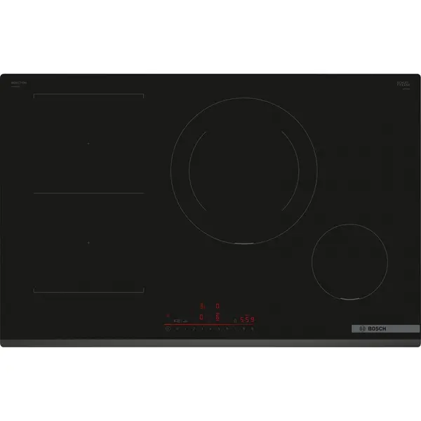 BOSCH Plita cu inductie Bosch Serie 6 PVS831HB1E, 80 cm, 4 zone CombiZone, TouchSlider, PowerBoost, cookConnect & Home Connect, Negru