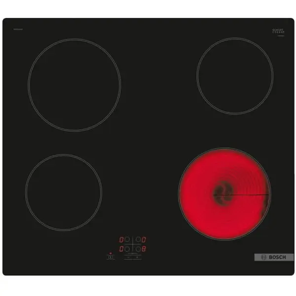 BOSCH Plita incorporabila Bosch PKE61RAA2E, Vitroceramica, 4 zone de gatit, TouchSelect, HighSpeed, 60 cm, Negru