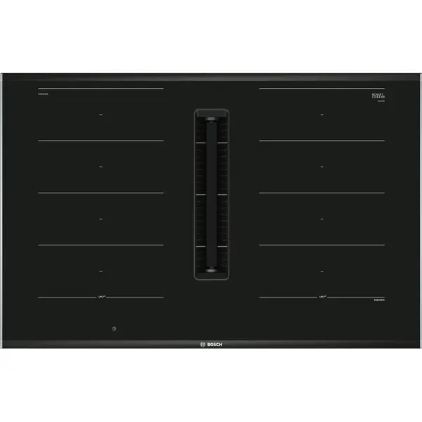 BOSCH Plita incorporabila Bosch Seria 8 PXX875D67E, Inductie, 4 zone de gatit, PerfectCook, PerfectAir, FlexInduction, Direct select, Home Connect, Hota incorporata, Putere de absorbtie 622 mc/h, 80 cm, Negru
