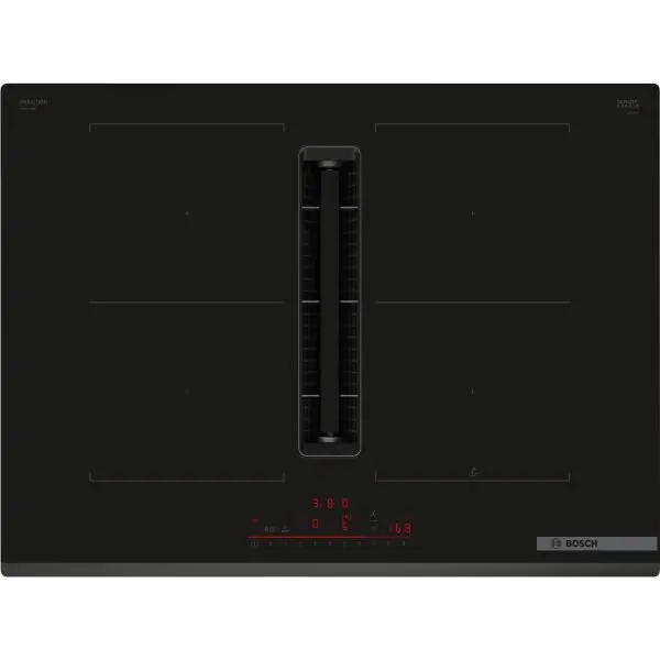 BOSCH Plita Inductie incorporabila Bosch, Multitouch+, 4 zone de gatit, Hota integrata, Putere absorbtie 500mc/h, Home Connect, PerfectFry Plus , 70 cm, Negru