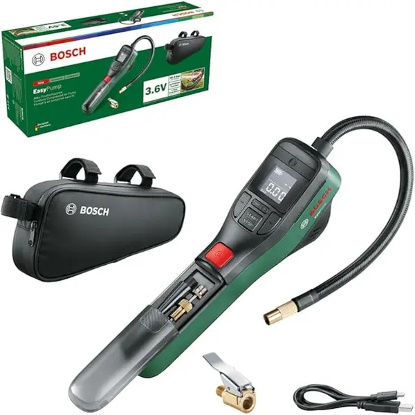 BOSCH Pompa Electrica BOSCH EasyPump, Afisaj digital, lumina LED, USB, geanta pentru bicicleta