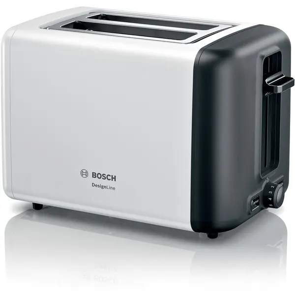 BOSCH Prajitor de paine Bosch DesignLine TAT3P421, 2 felii, 970W, Alb/ gri