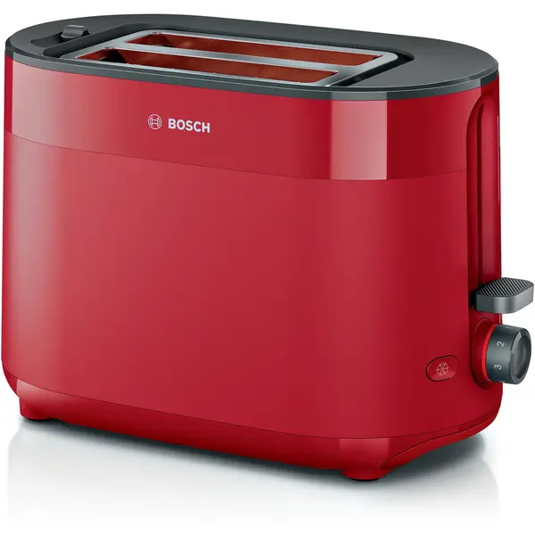 BOSCH Prajitor de paine compact Bosch TAT2M124, setari pt decongelare si incalzire, suport pt incalzire chifle, high lift, oprire automata; rumenire uniforma, fara BPA pentru elementele din plastic, Rosu
