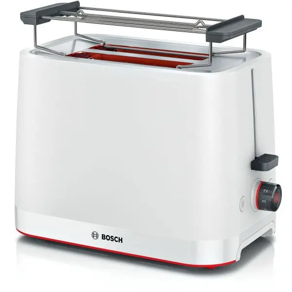 BOSCH Prajitor de paine compact Bosch TAT3M121, setari pt decongelare si incalzire, suport pt incalzire chifle; high lift; oprire automata; rumenire uniforma; fara BPA pt elemente plastic; Alb