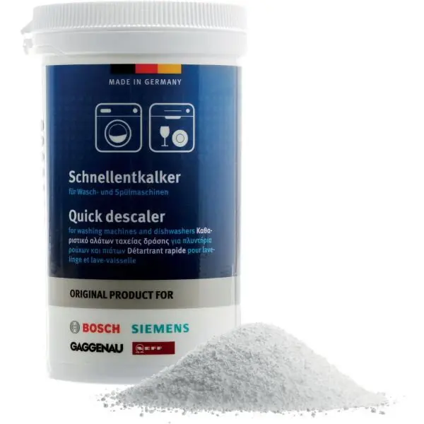 BOSCH Pudra de decalcifiere Bosch 0312526, Pentru masinile de spalat vase si rufe, Indeparteaza eficient depunerilor de calcar, 250g, 1 tub - 1 aplicare, O data la 3-6 luni