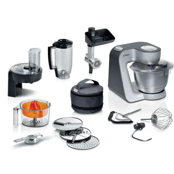 BOSCH Robot de bucatarie planetar Bosch Serie 4 MUM5 MUM5935B, 1000W, 7 viteze, bol 3.9 l, Mixare planetara 3D, Argintiu
