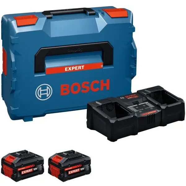 BOSCH Set 2 acumulatori si incarcator Bosch Professional EXPERT 1600A0373X, 2 x acumulatori EXBA18V-80 (8Ah), incarcator EXAL18V2-360, cutie L-BOXX 162