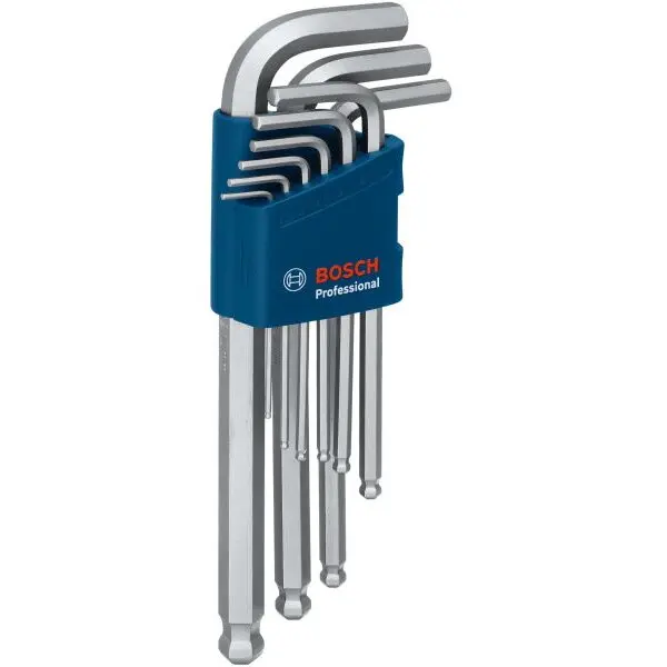BOSCH Set 9 chei hexagonale BOSCH 1600A01TH5, dimensiuni intre 1.5 - 10 mm, Design robust si flexibil pentru uz profesional
