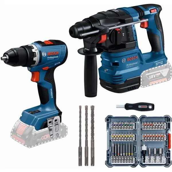 BOSCH Set combi 0615V0003E, 1x GSR, 1x GBH, 1 set de 45 de ЕџurubelniЕЈe, 1 set de 3 burghie