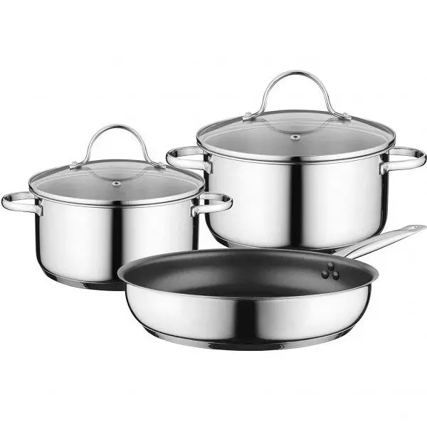 BOSCH Set de 3 vase din otel 18/10 BOSCH by BergHOFF HEZ9SE030 - 17004033, pentru plite BOSCH cu inductie