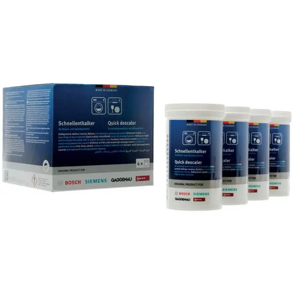BOSCH Set economic Bosch by PMS Thomin 00312352, 4x 00312341 de 250g, pentru masini de spalat rufe, Indepartare rapida a calcarului, Imbunatateste durata de viata a masinii