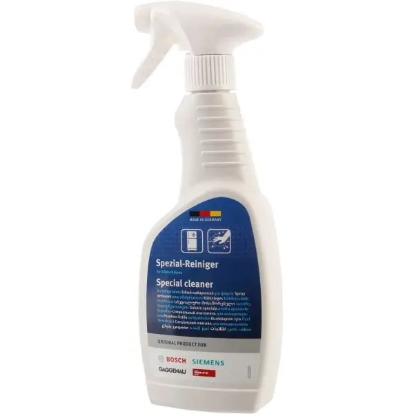 BOSCH Solutie curatare BOSCH 00312475, 500ml, Pentru curatarea intensiva interna si externa a frigiderelor si a congelatoarelor, Formula puternica ce indeparteaza reziduurile si depunerile cu usurinta
